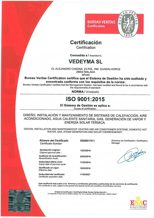 certificacion burearu veritas iso 9001:2015